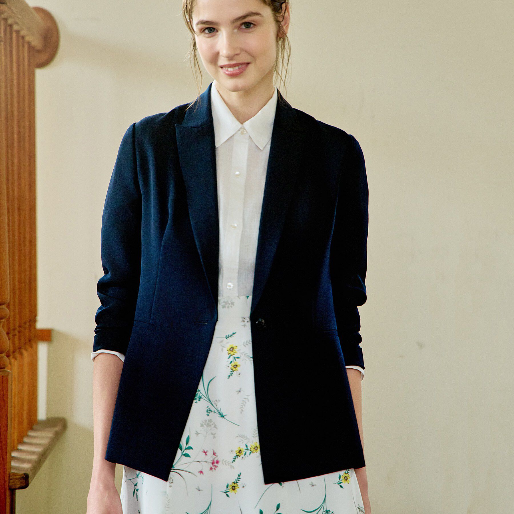 INDIVI「【洗える／UVケア／麻調】シングルジャケット」|テーラードジャケット|