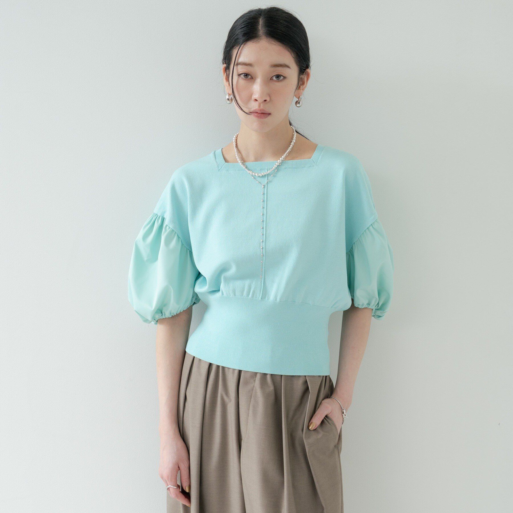 GALLEST「ドッキングパフスリーブニット」|ニット・セーター|