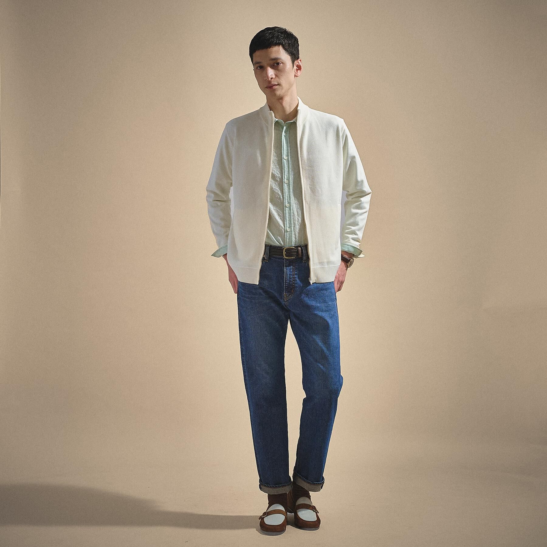 TAKEO KIKUCHI「ジップアップ 鹿の子 ニット」|ニット・セーター|