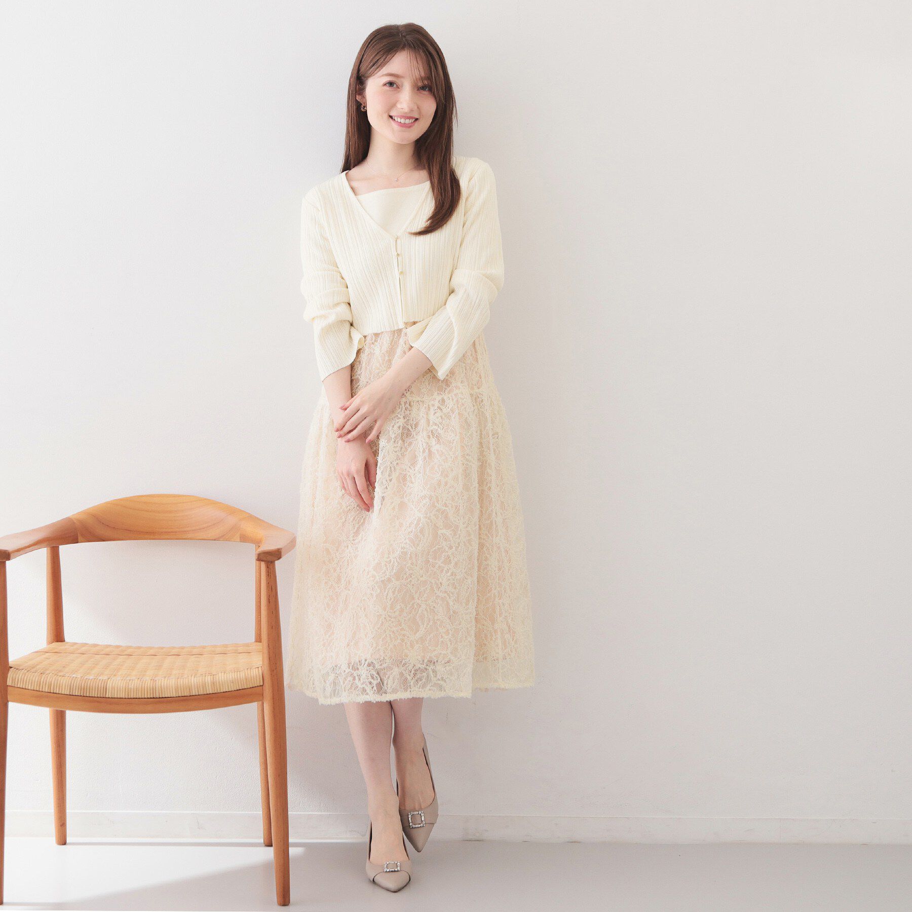 index「カーディガンセット ドッキングニットワンピース【洗濯機OK】」|スーツ|