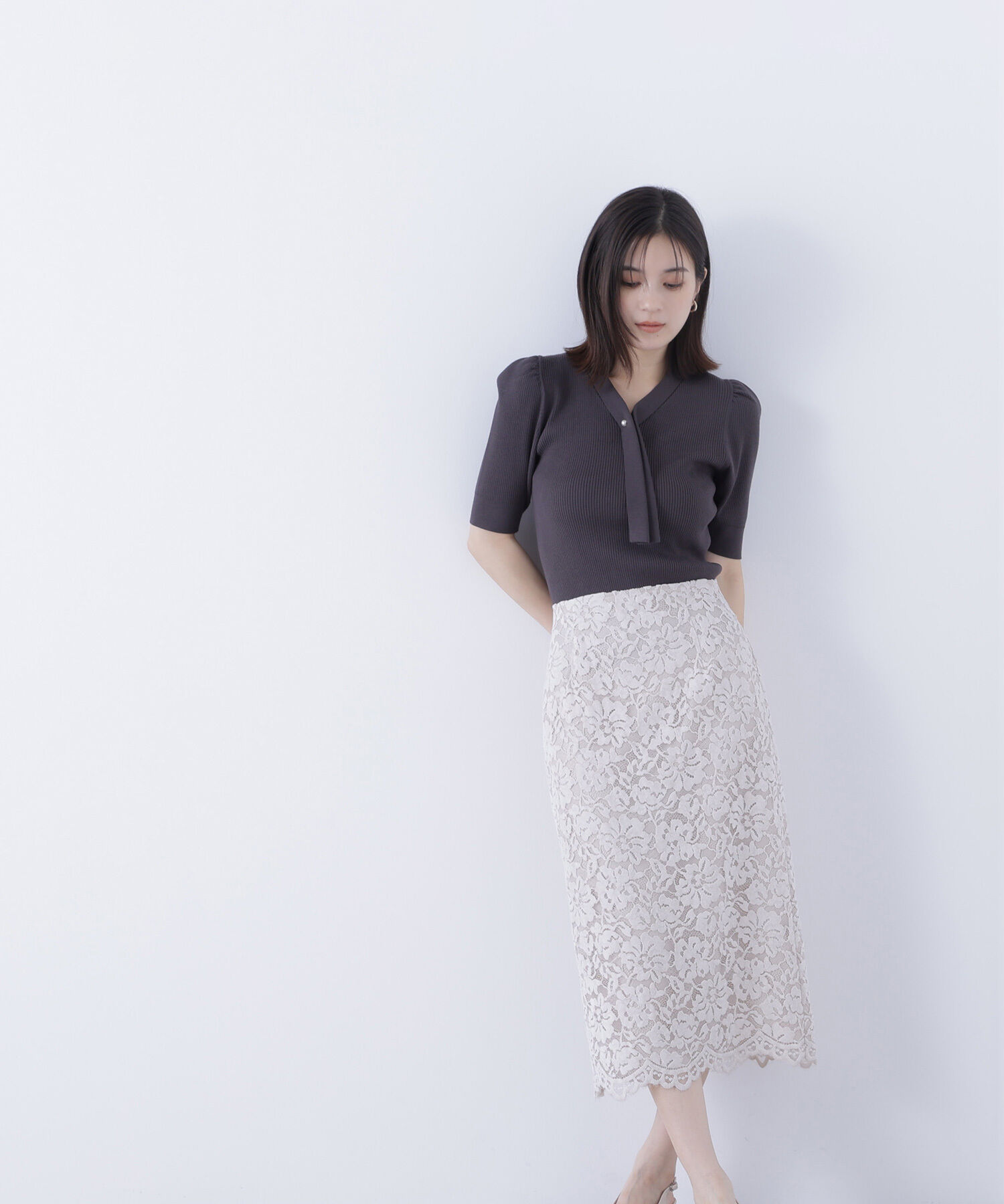  「ボウタイリブニット」|ニット・セーター|