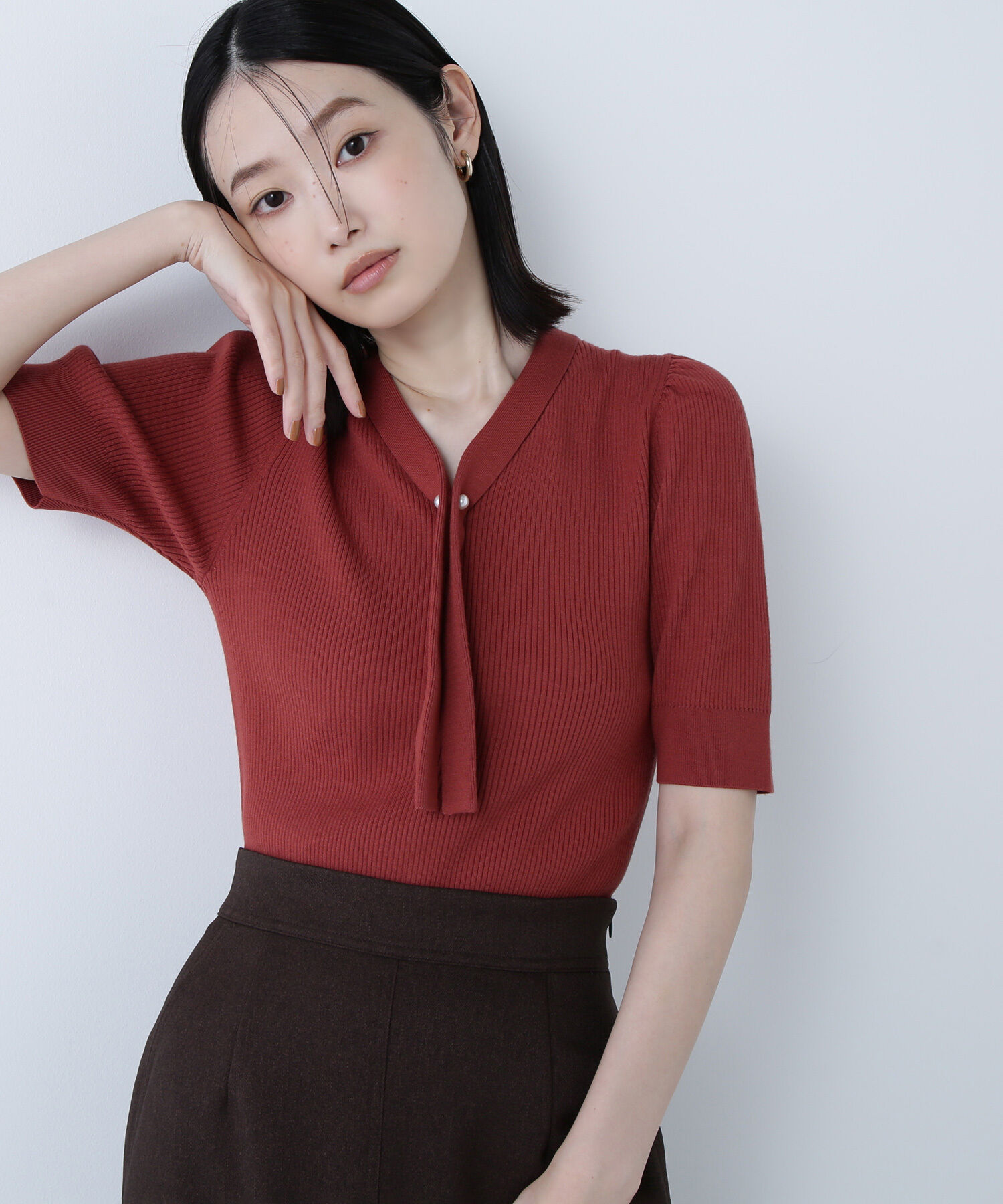  「ボウタイリブニット」|ニット・セーター|ブリックオレ