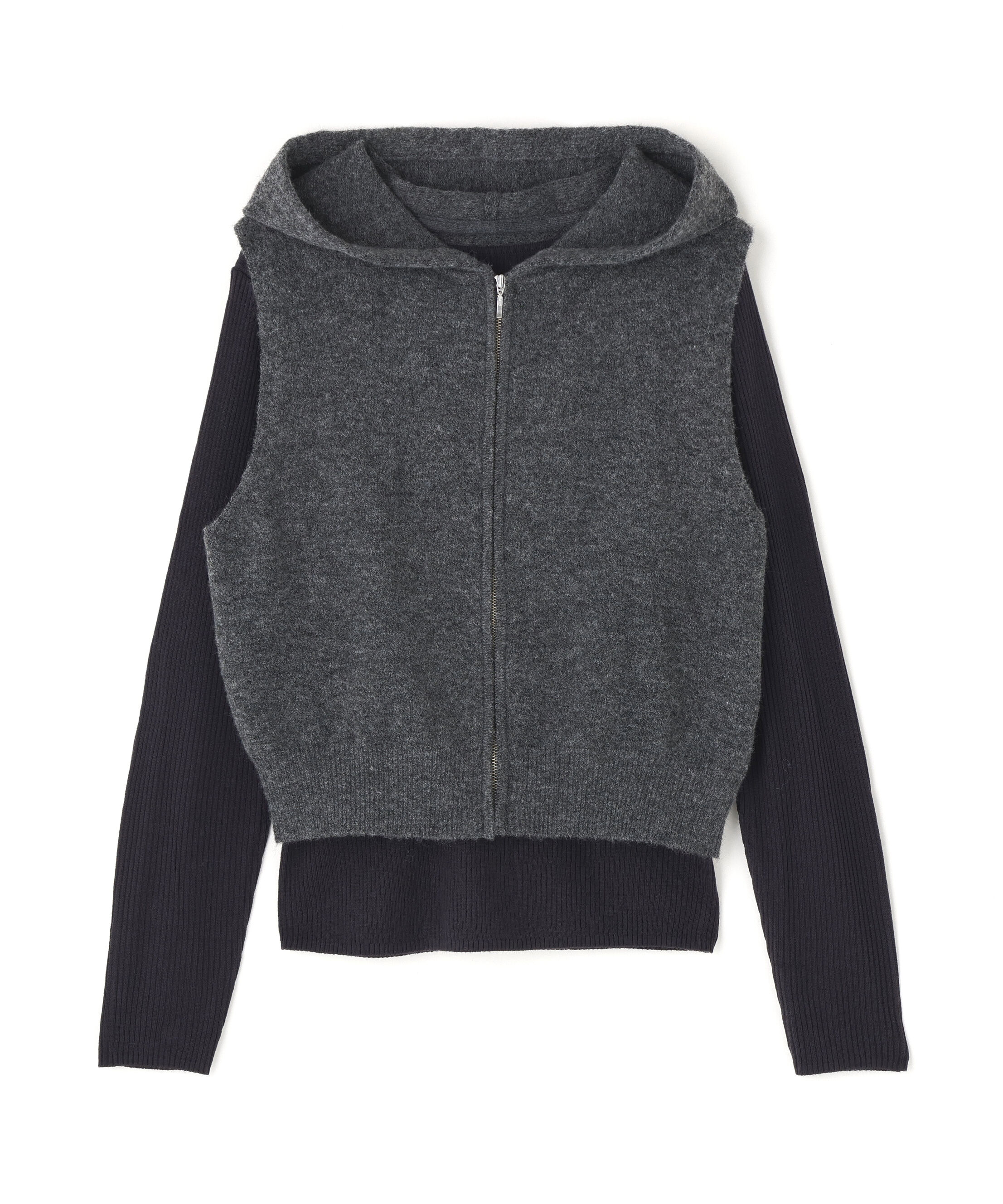  「フーディーベスト＆リブニット」|ニット・セーター|