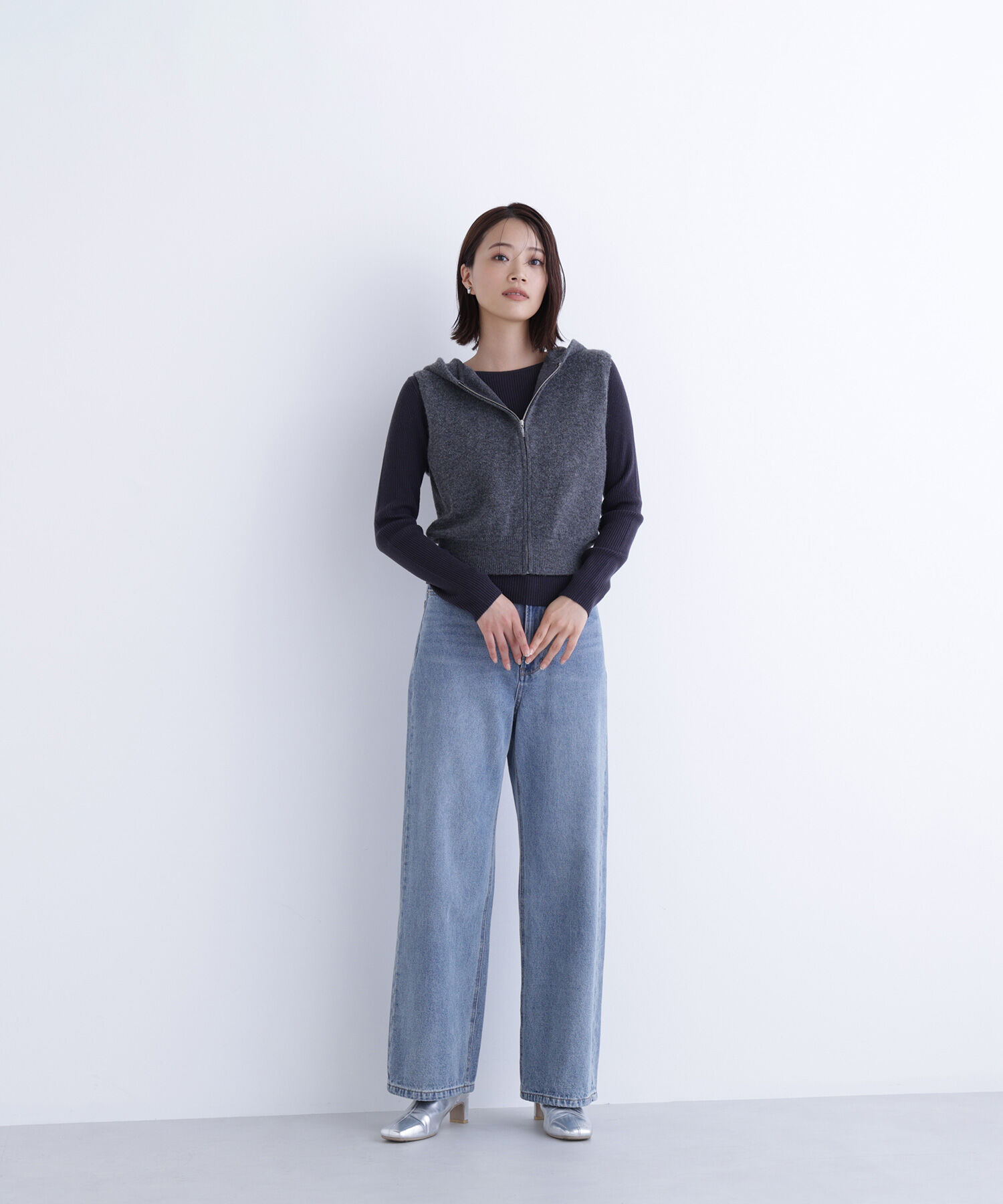  「フーディーベスト＆リブニット」|ニット・セーター|