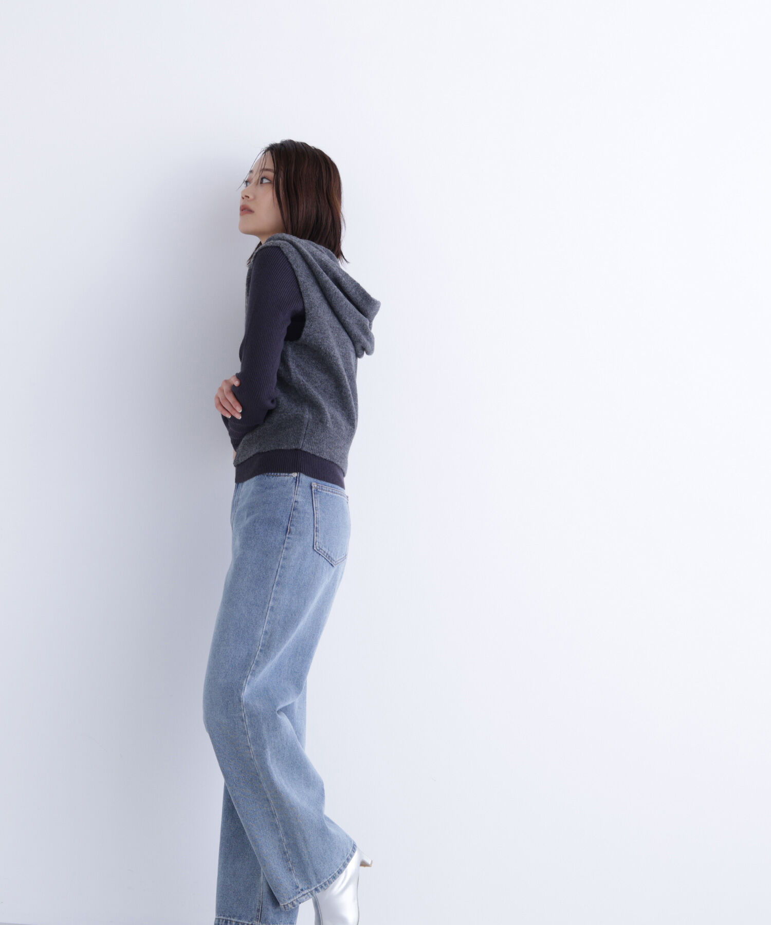  「フーディーベスト＆リブニット」|ニット・セーター|