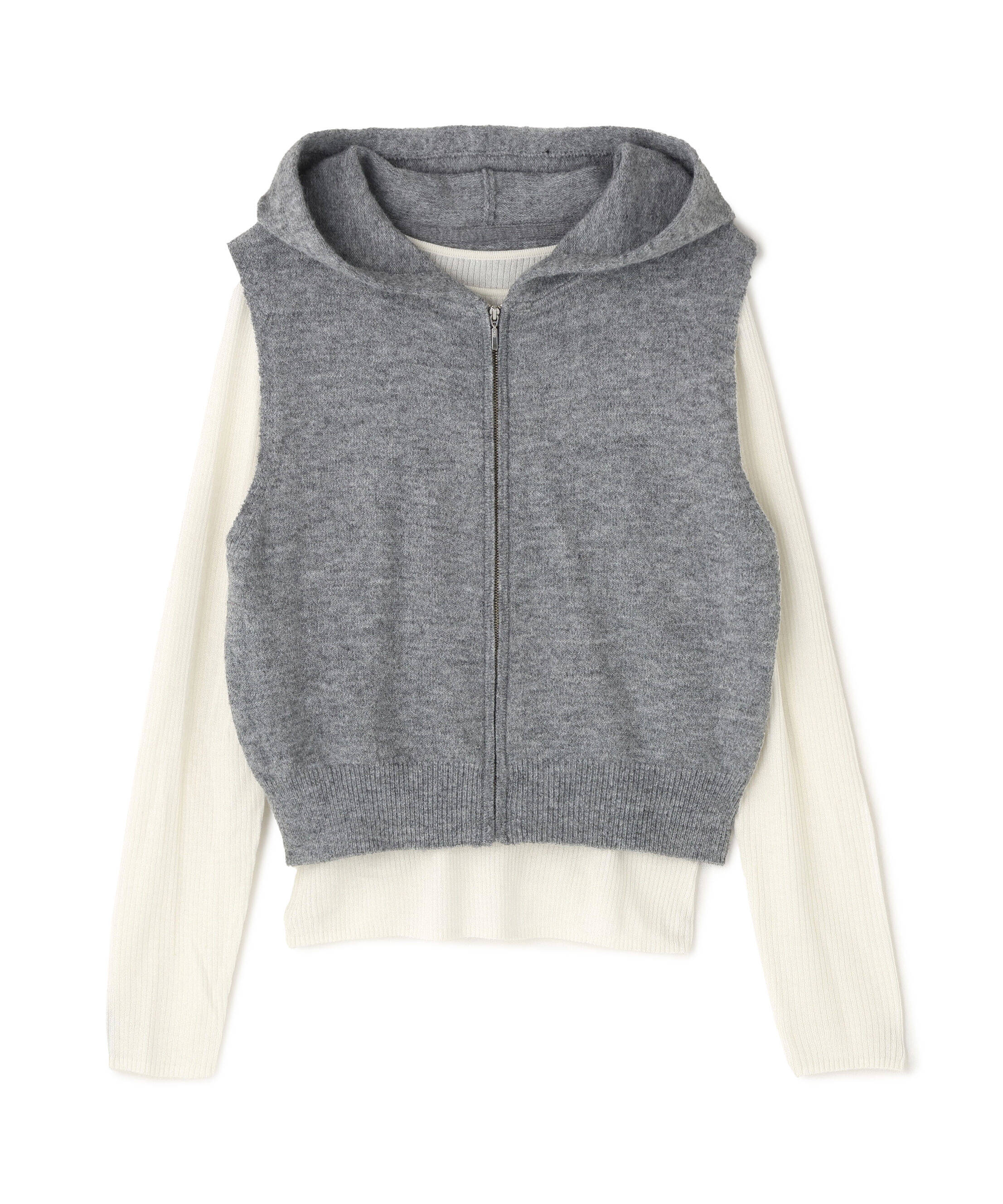  「フーディーベスト＆リブニット」|ニット・セーター|