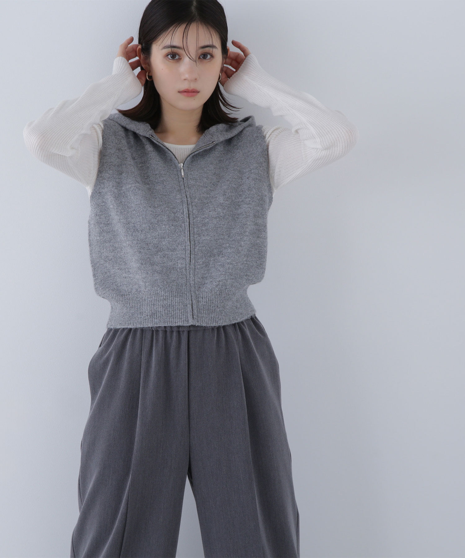  「フーディーベスト＆リブニット」|ニット・セーター|