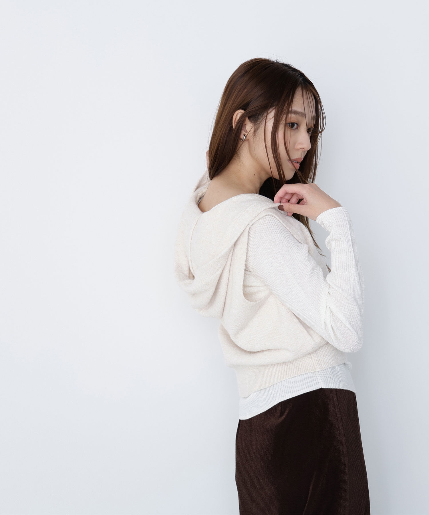  「フーディーベスト＆リブニット」|ニット・セーター|