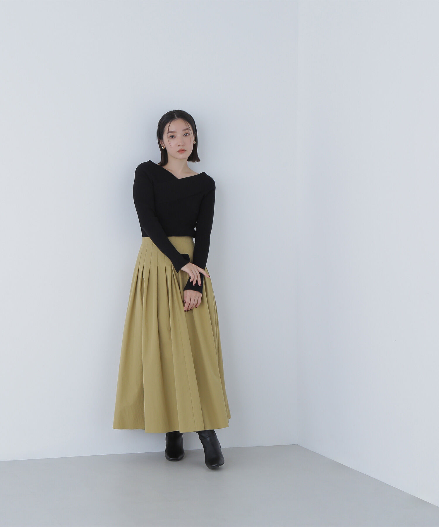  「クロスネックリブニット」|ニット・セーター|