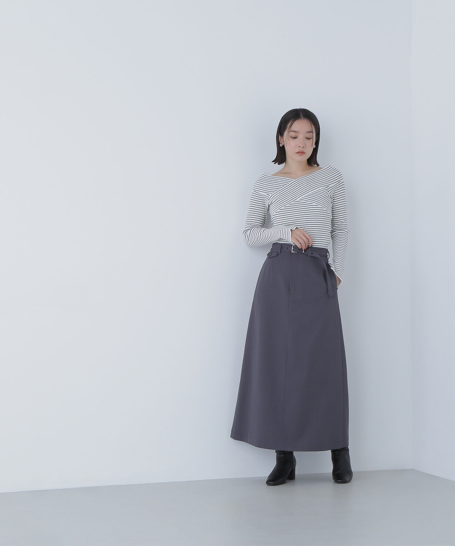  「クロスネックリブニット」|ニット・セーター|