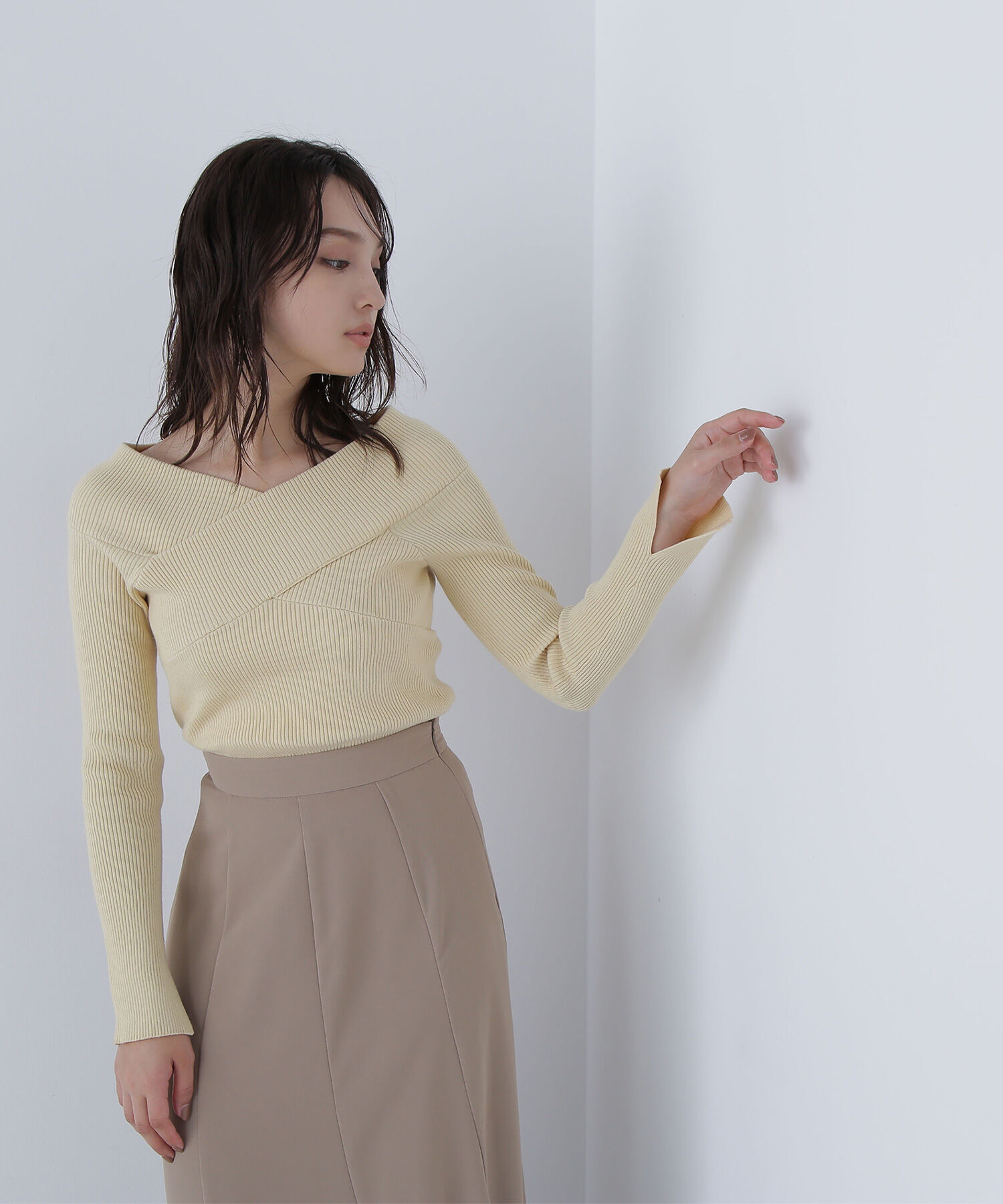  「クロスネックリブニット」|ニット・セーター|