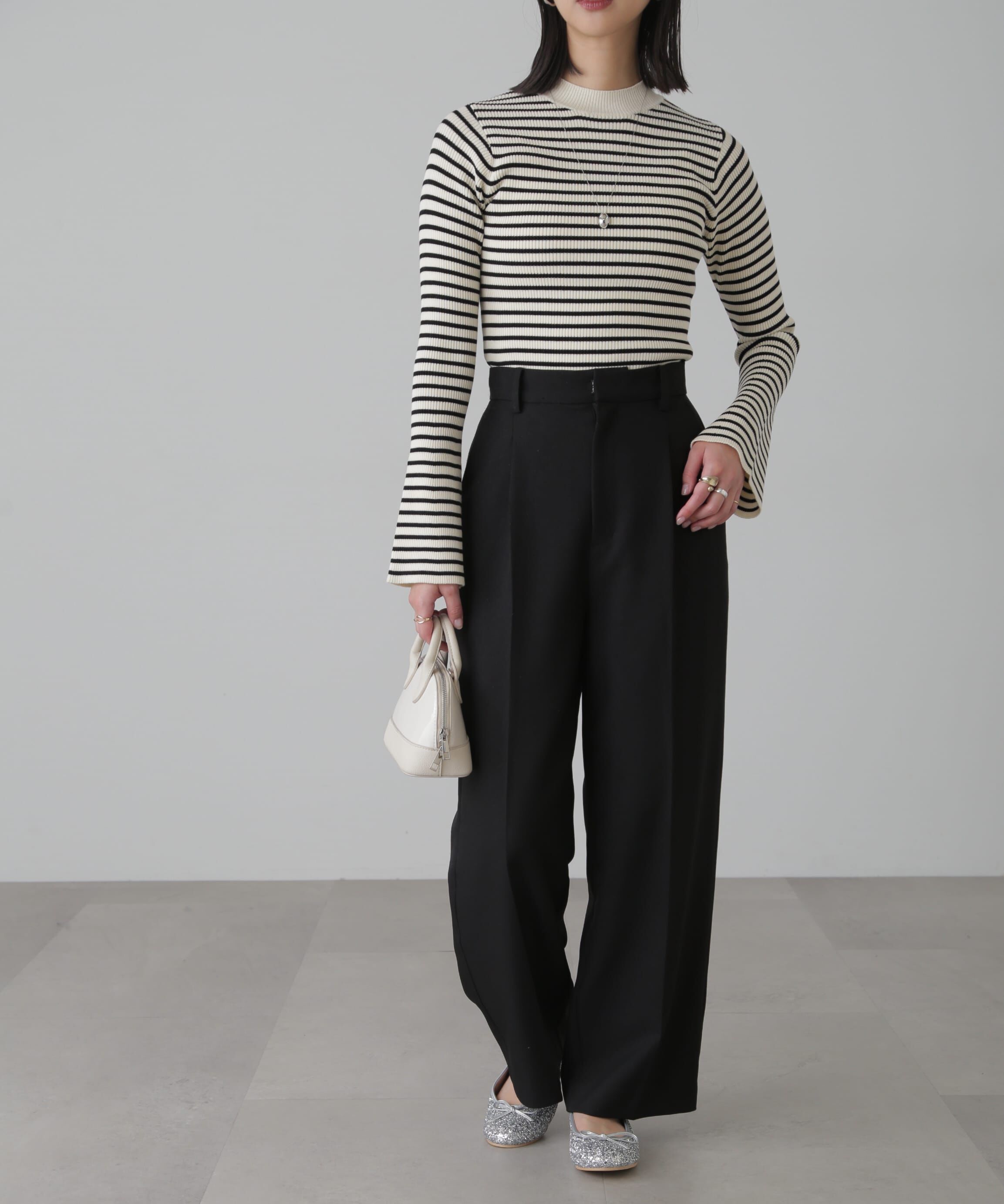  「［洗える］マシンウォッシャブルボトルネックリブニット」|ニット・セーター|