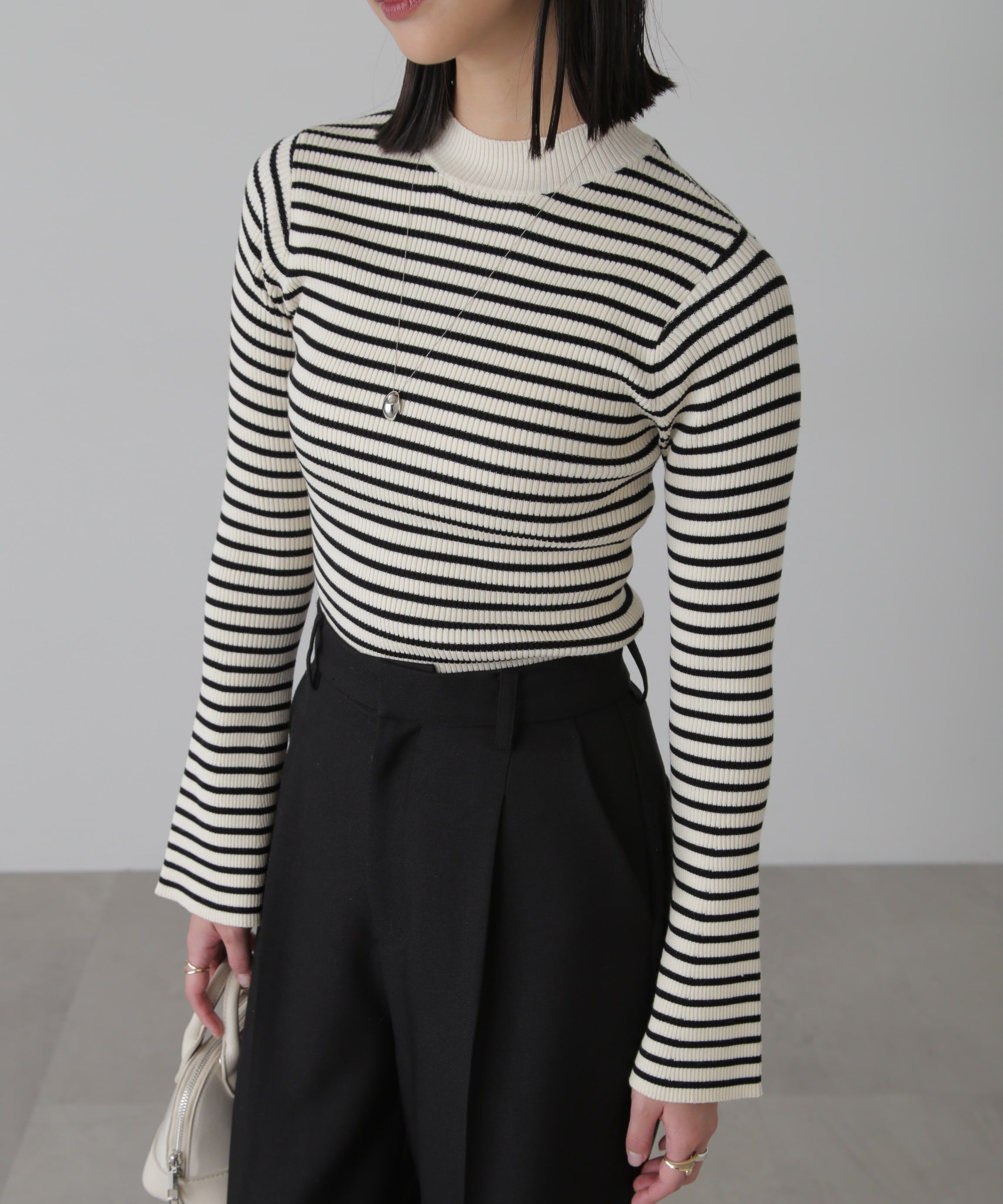  「［洗える］マシンウォッシャブルボトルネックリブニット」|ニット・セーター|