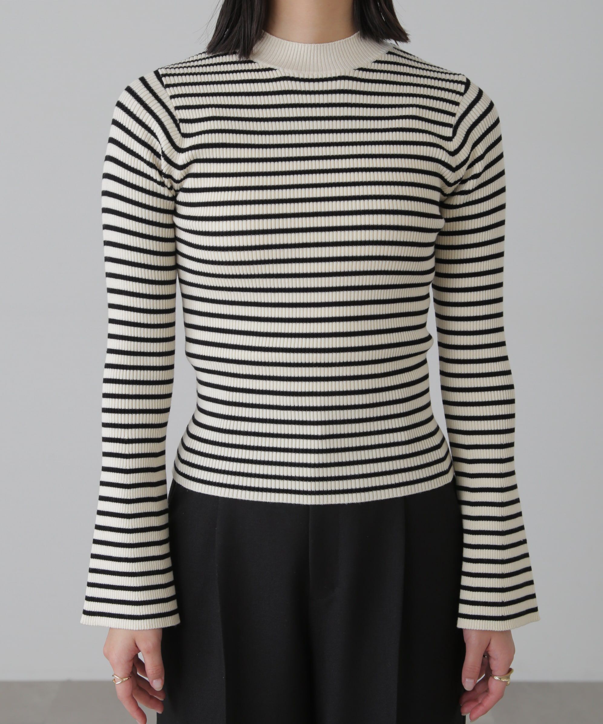  「［洗える］マシンウォッシャブルボトルネックリブニット」|ニット・セーター|