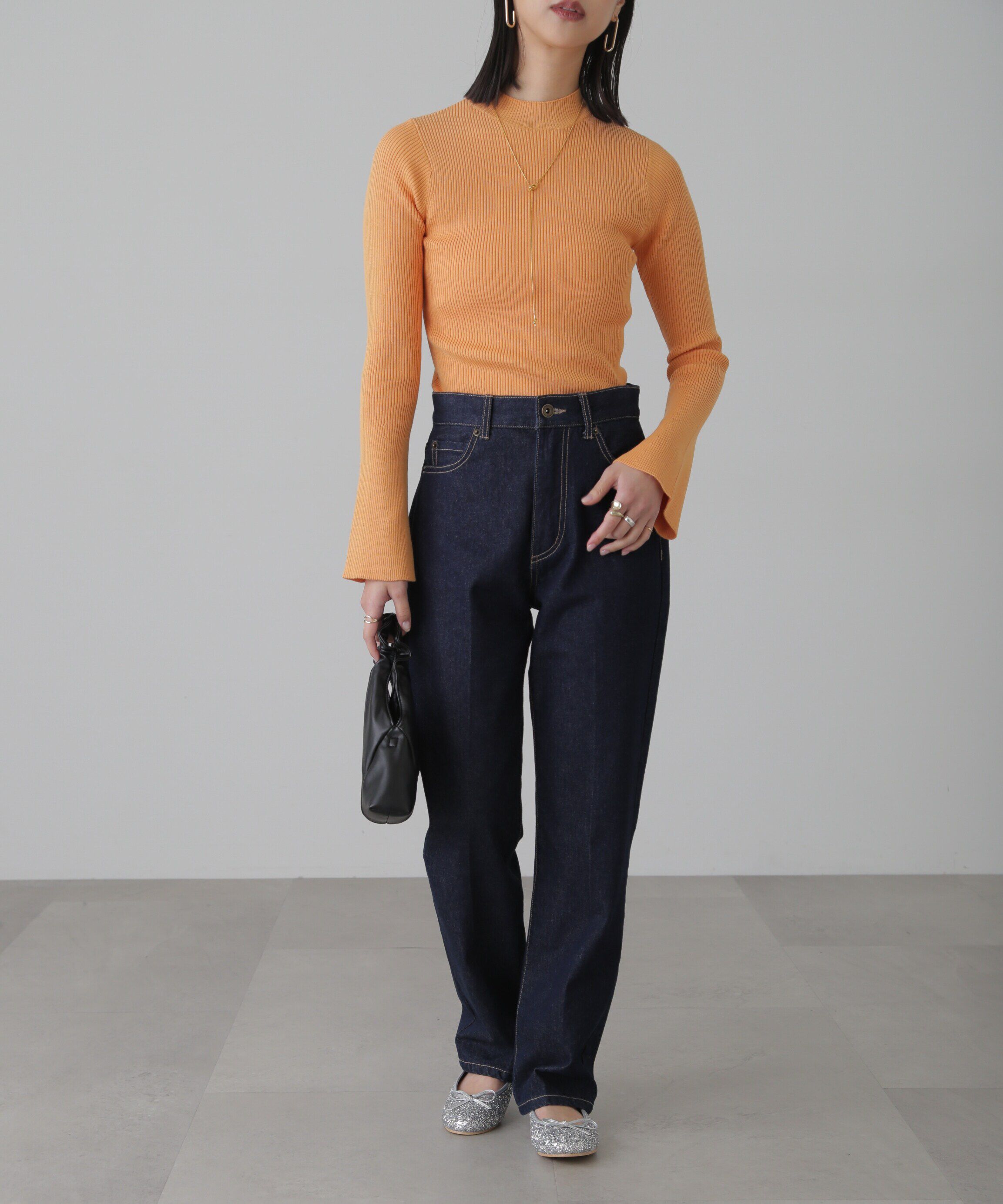  「［洗える］マシンウォッシャブルボトルネックリブニット」|ニット・セーター|