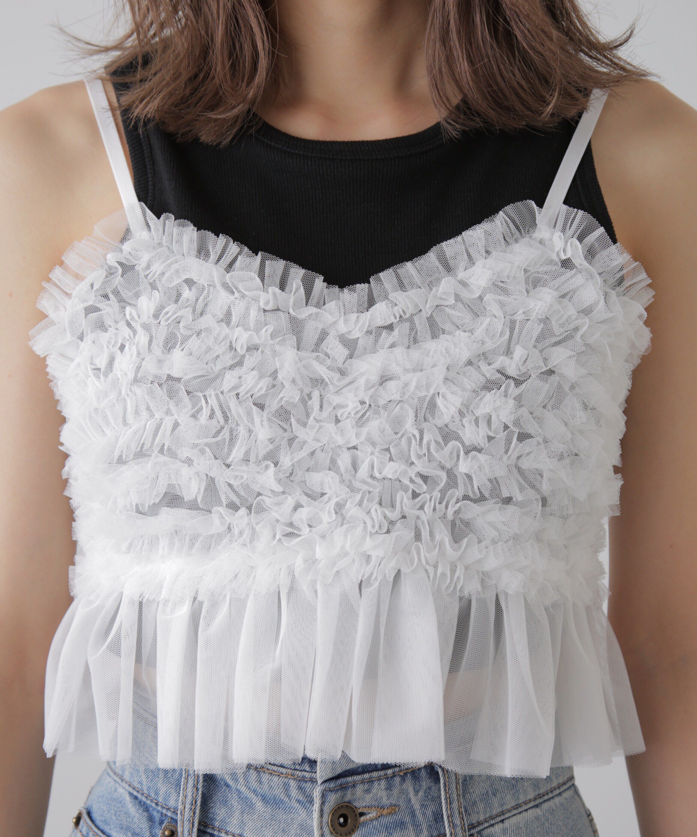  「チュールフリルペプラムビスチェ」|シャツ・ブラウス|