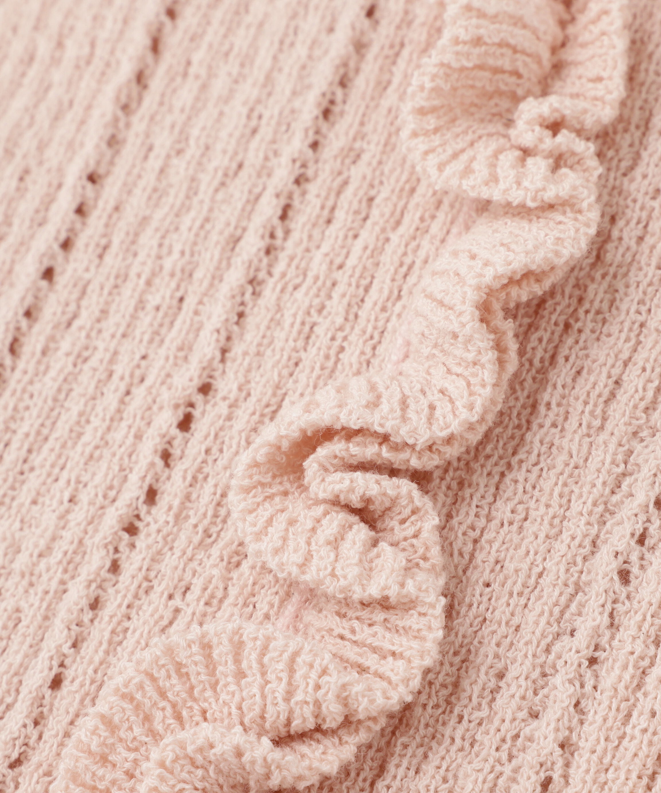  「フリルアイレットリブニットカーディガン」|ニット・セーター|