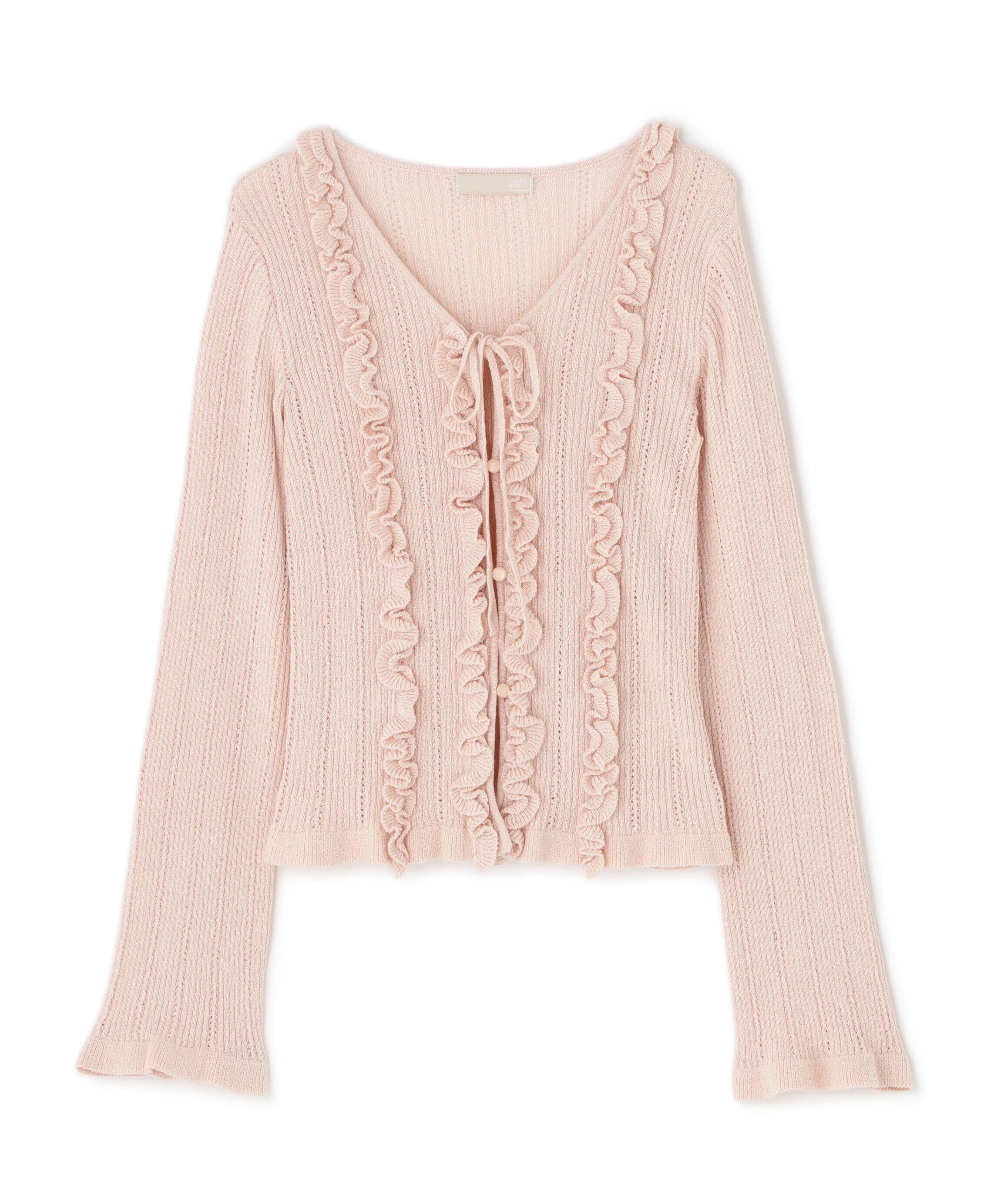  「フリルアイレットリブニットカーディガン」|ニット・セーター|