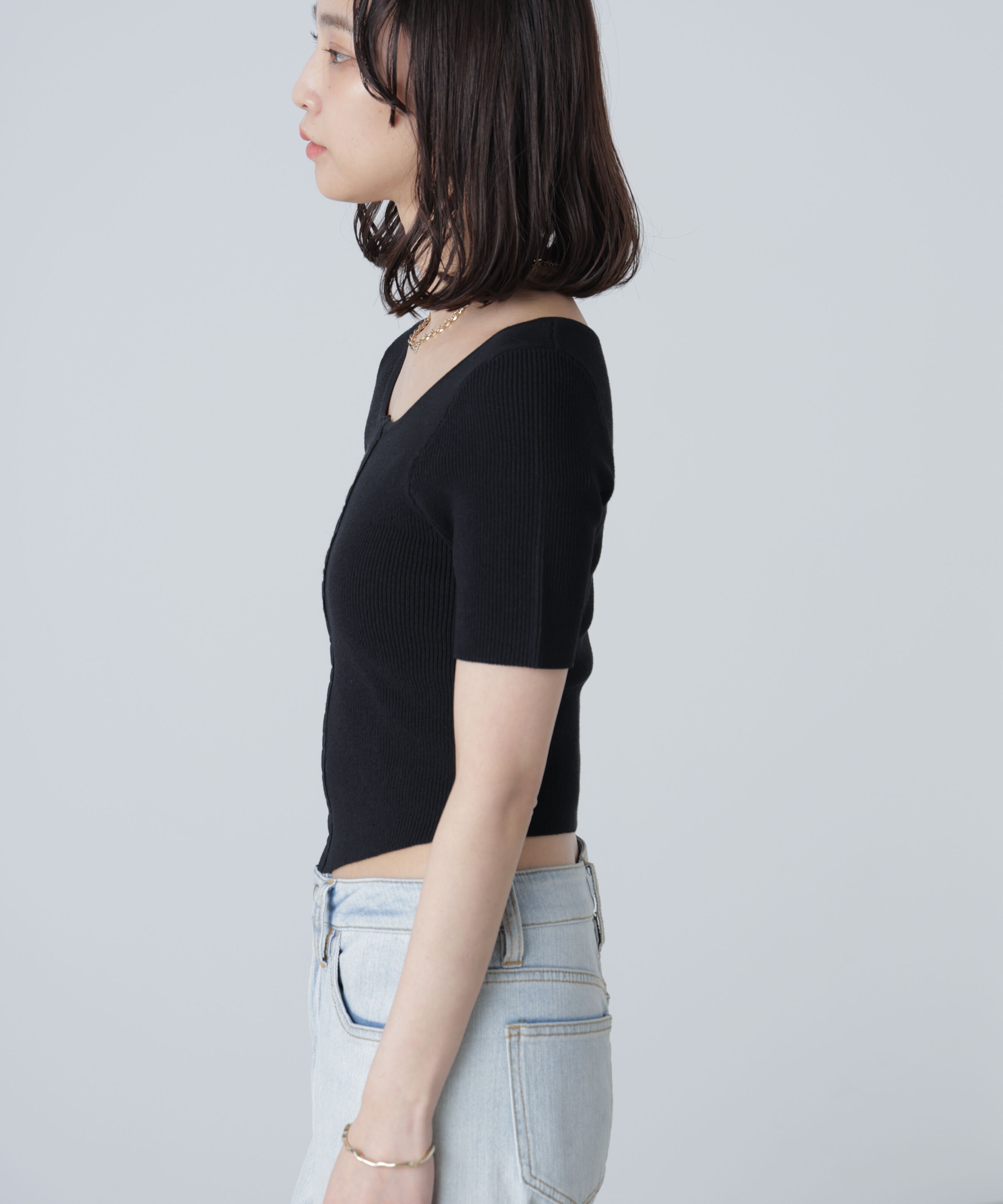  「フロントホックリブニット」|ニット・セーター|