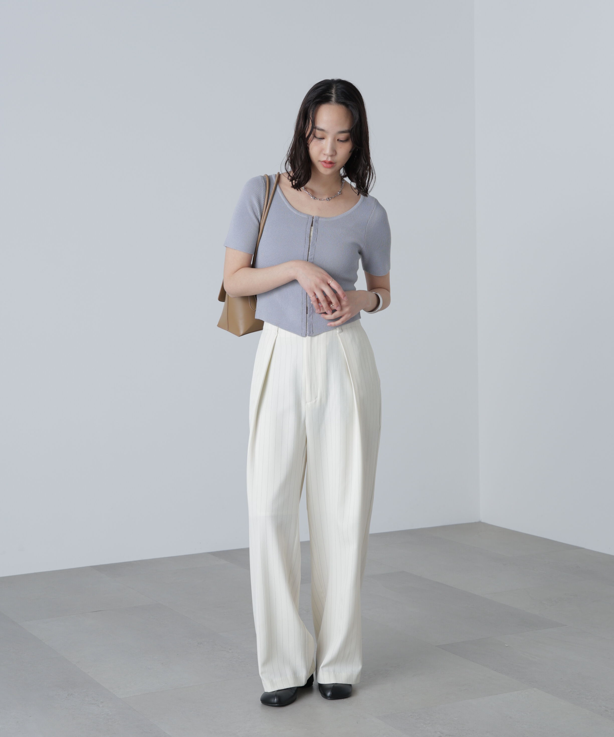  「フロントホックリブニット」|ニット・セーター|