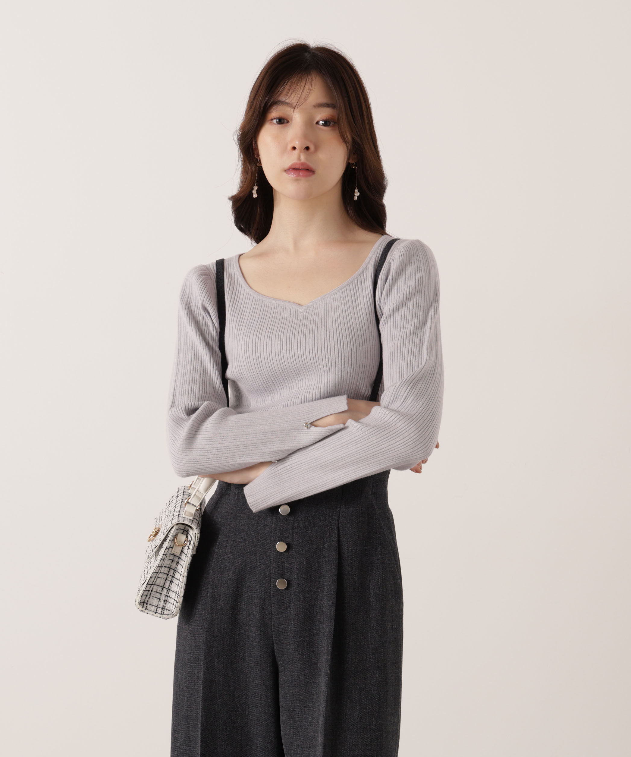 PROPORTION BODY DRESSING「ハートネックリブニット  25AW」|ニット・セーター|