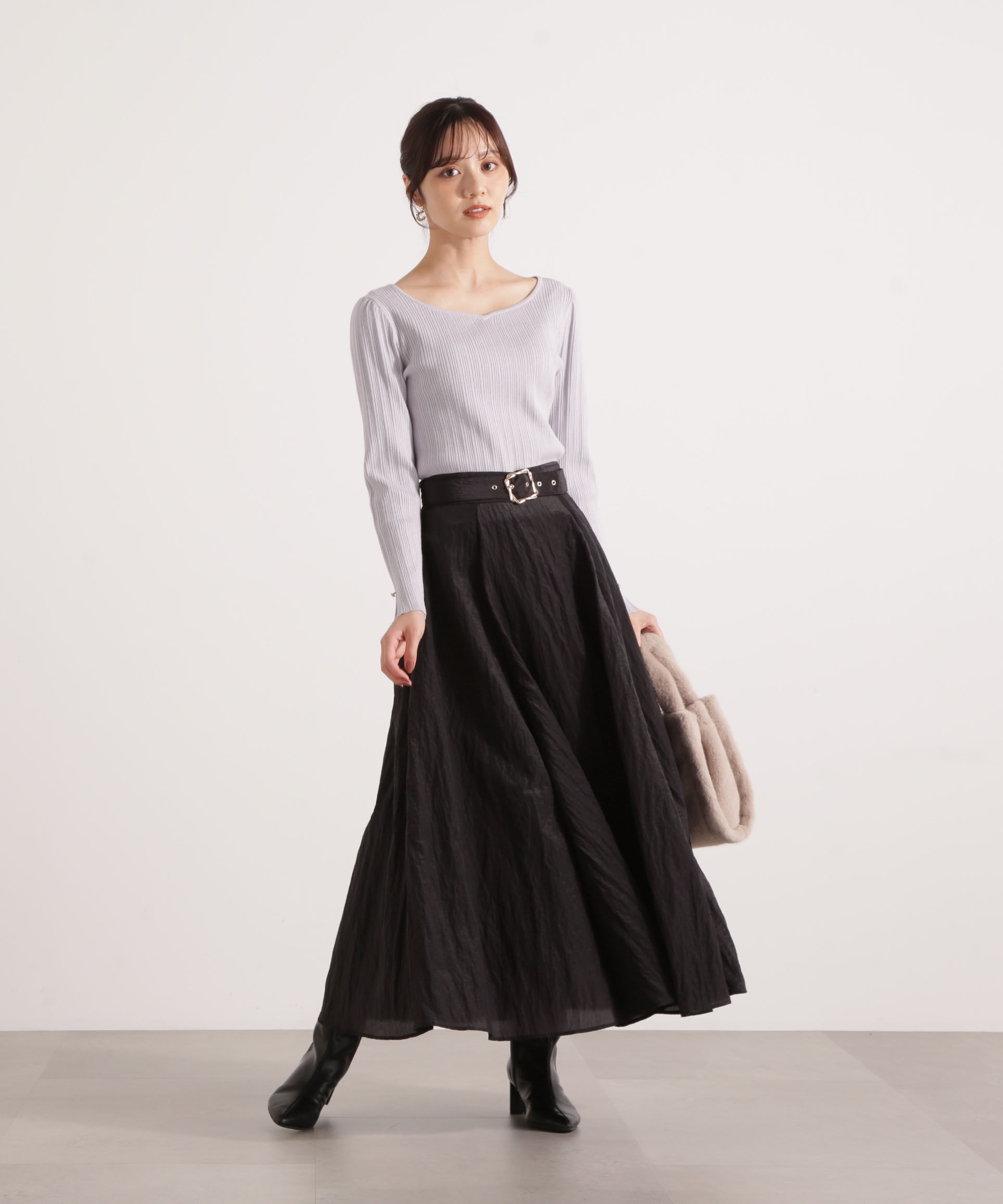 PROPORTION BODY DRESSING「ハートネックリブニット  25AW」|ニット・セーター|