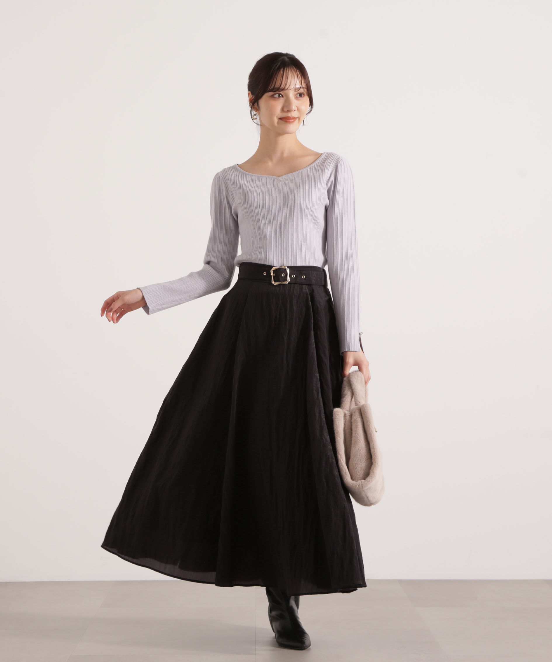 PROPORTION BODY DRESSING「ハートネックリブニット  25AW」|ニット・セーター|