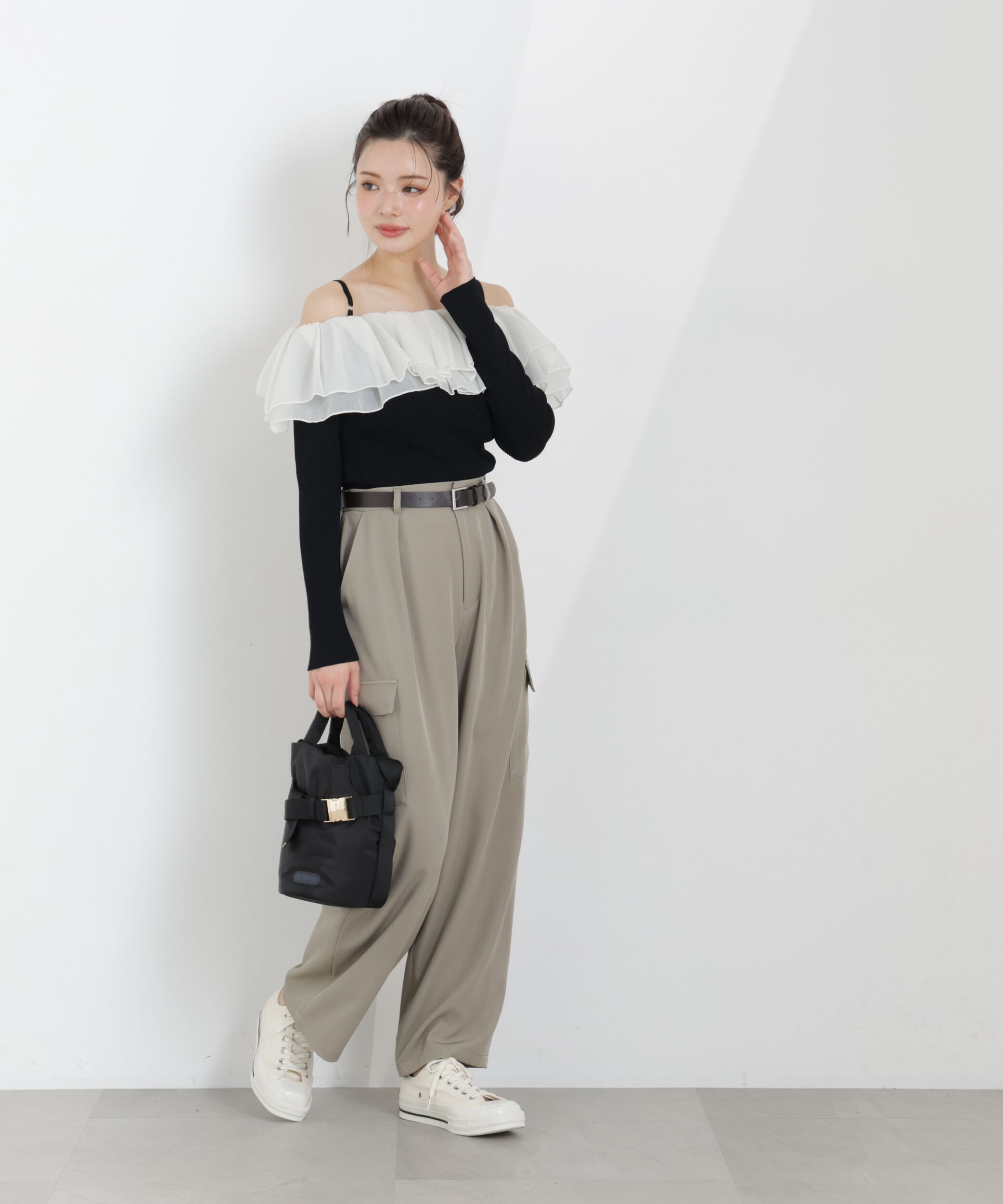 PROPORTION BODY DRESSING「〈a/mie〉フリルリブニット　26SS」|カーディガン|