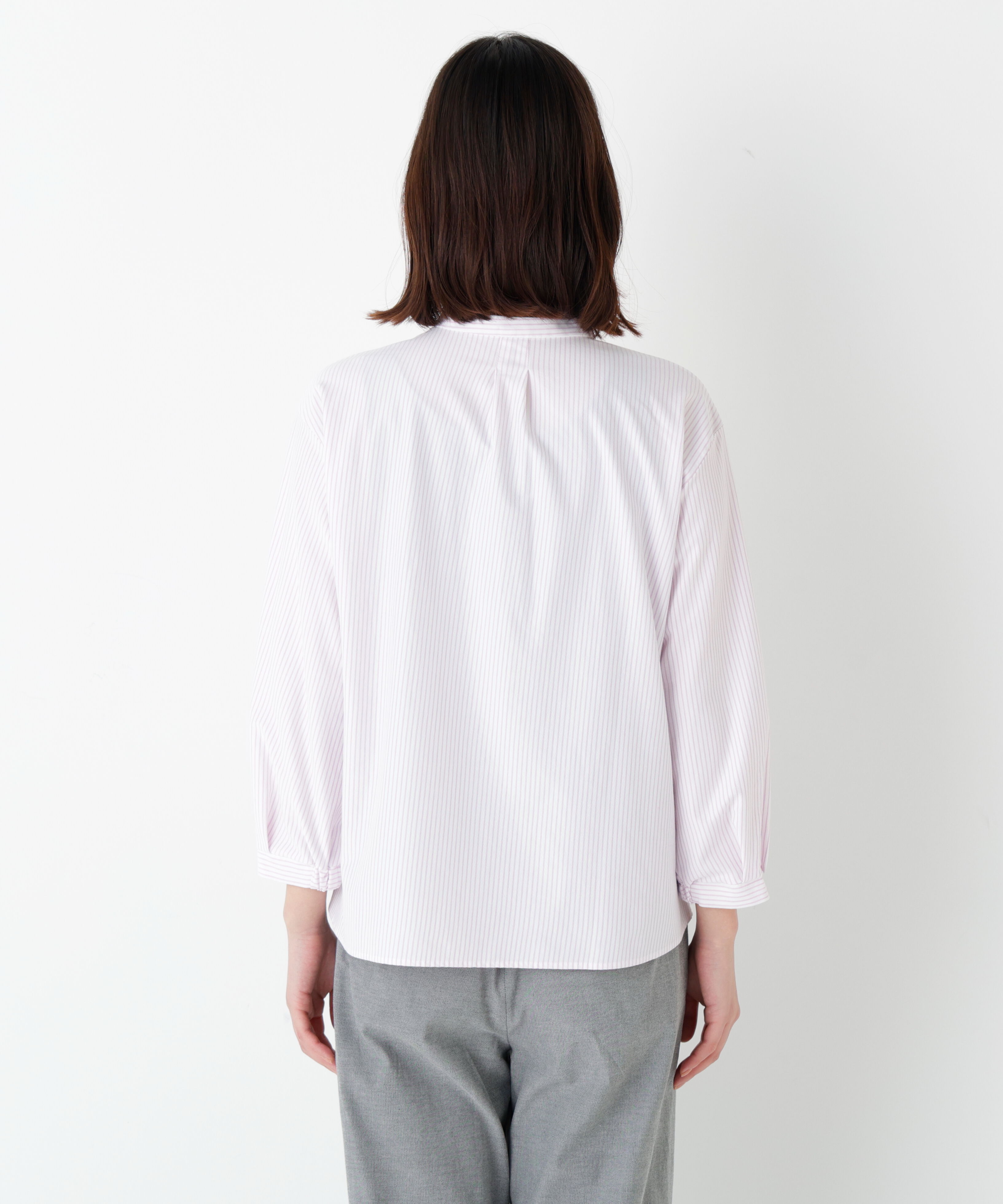  「◆《ウォッシャブル》鹿の子ジャージーバンドカラープルオーバー」|Tシャツ・カットソー|