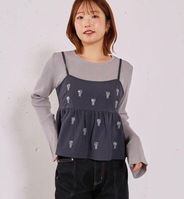 archives「ビーズ刺繍ペプラムビスチェ&times;リブニットプルオーバーＳＥＴ」|カーディガン|