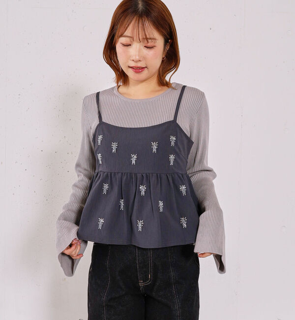 archives「ビーズ刺繍ペプラムビスチェ&times;リブニットプルオーバーＳＥＴ」|カーディガン|