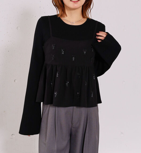 archives「ビーズ刺繍ペプラムビスチェ&times;リブニットプルオーバーＳＥＴ」|カーディガン|