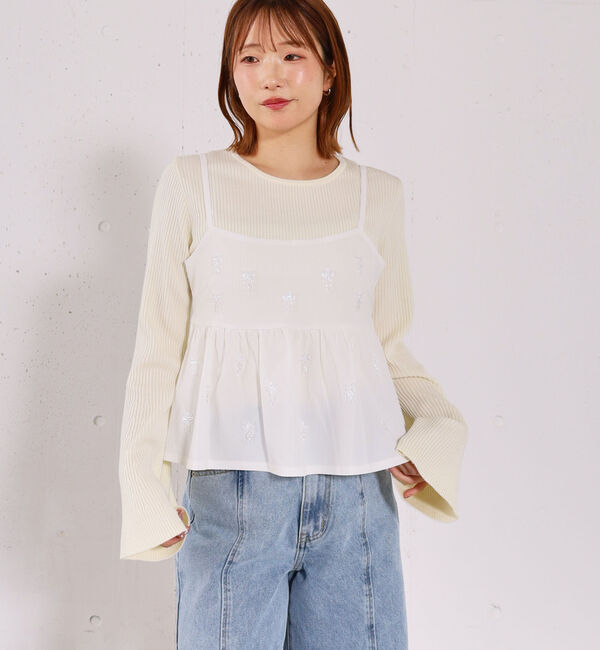 archives「ビーズ刺繍ペプラムビスチェ&times;リブニットプルオーバーＳＥＴ」|カーディガン|