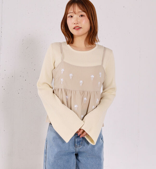 archives「ビーズ刺繍ペプラムビスチェ&times;リブニットプルオーバーＳＥＴ」|カーディガン|