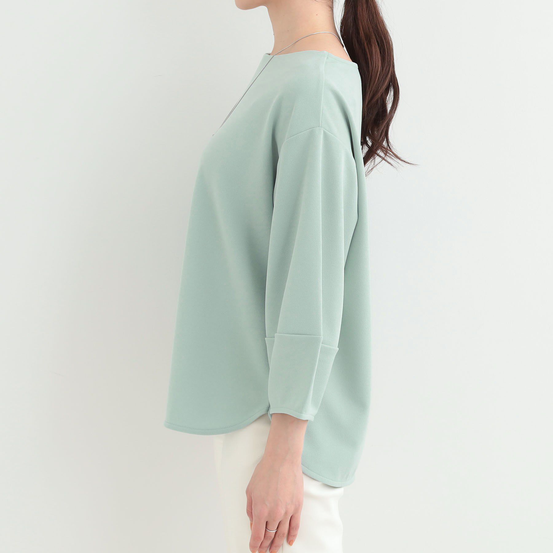 SHOO･LA･RUE「【2点セット/7分袖/S-LL】ランタンスリーブで女性らしい ネックレス付きブラウス」|シャツ・ブラウス|