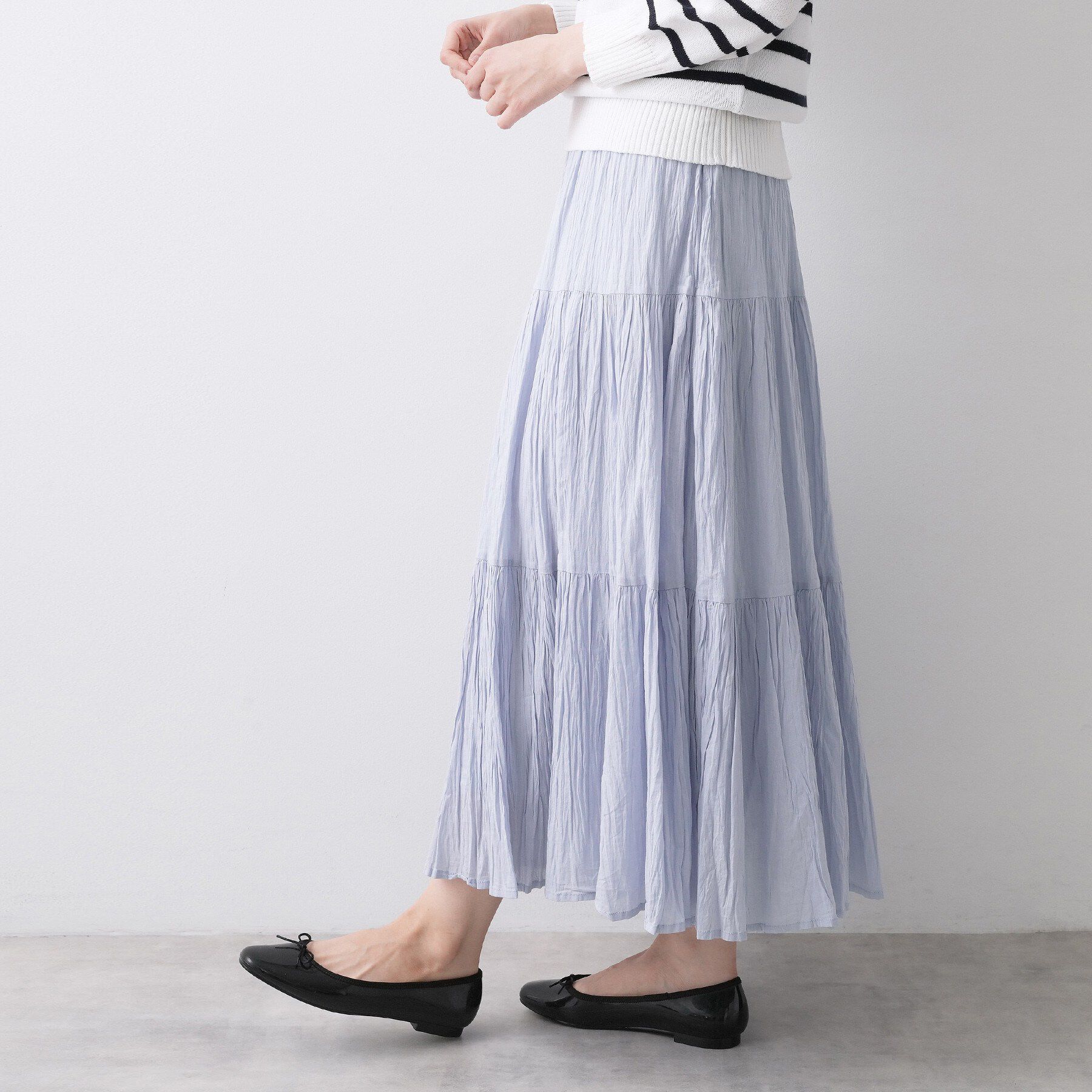 Dessin「【ウエストゴム/洗える】インドコットンティアードスカート」|スカート|