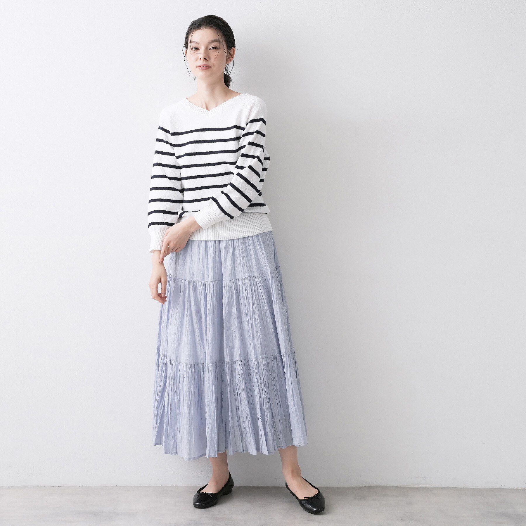 Dessin「【ウエストゴム/洗える】インドコットンティアードスカート」|スカート|