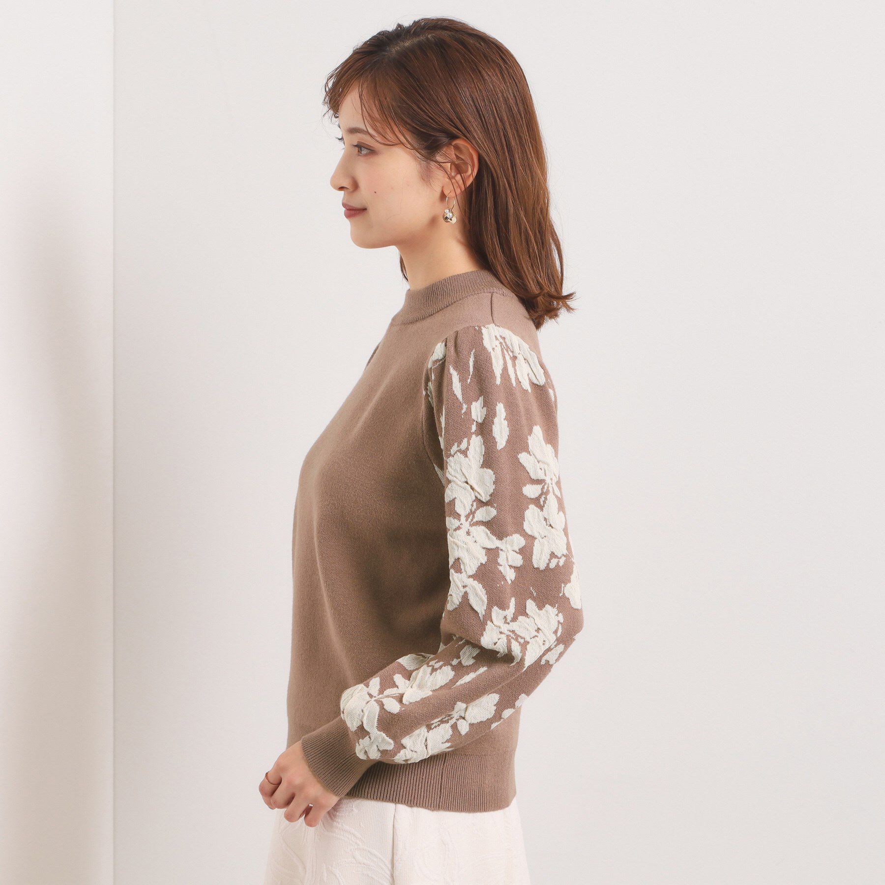 ITS&rsquo;DEMO「【手洗い可】花柄ジャカード袖ニット」|ニット・セーター|