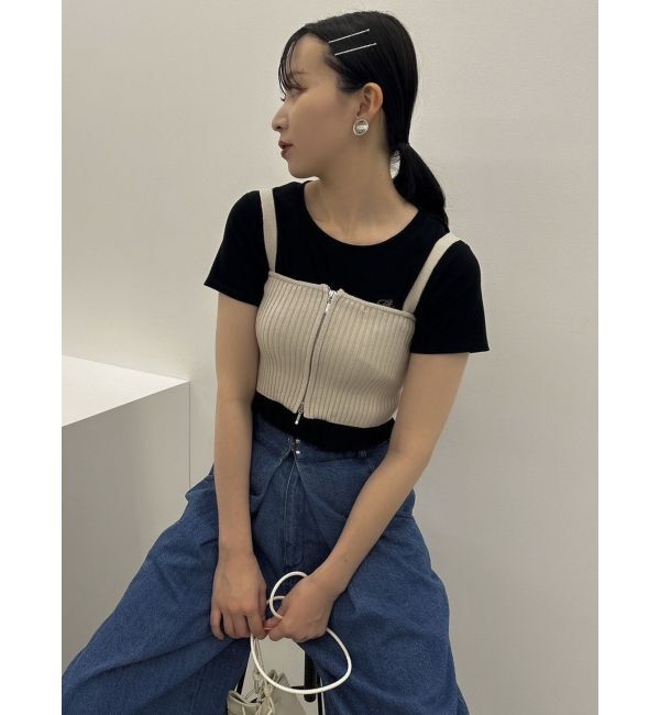 dazzlin「ダブルジップリブニットビスチェ」|ニット・セーター|