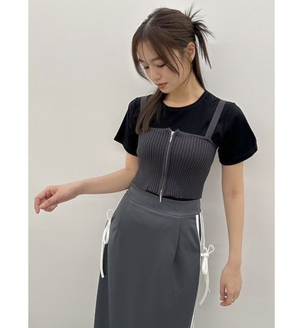 dazzlin「ダブルジップリブニットビスチェ」|ニット・セーター|