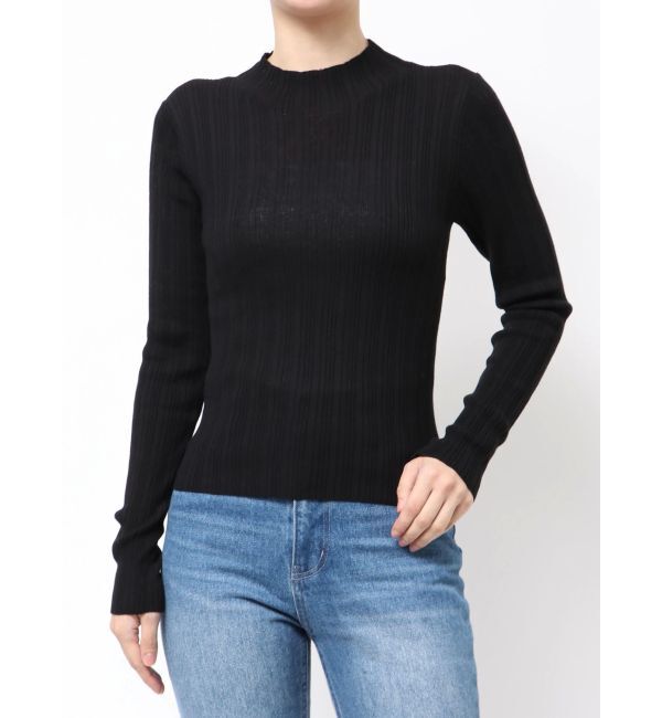 MERCURYDUO「シアーランダムリブニット」|ニット・セーター|ブラック