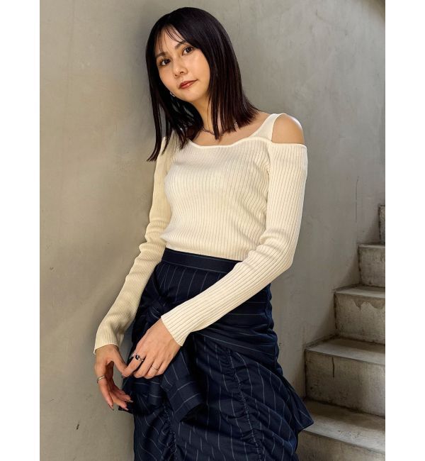 MURUA「ショルダーカットレイヤードライクリブニット」|ニット・セーター|