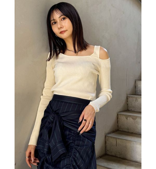 MURUA「ショルダーカットレイヤードライクリブニット」|ニット・セーター|
