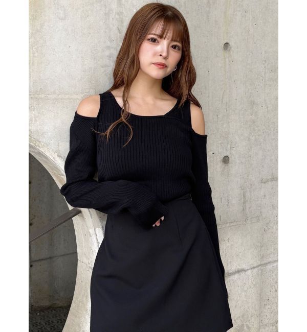 MURUA「ショルダーカットレイヤードライクリブニット」|ニット・セーター|