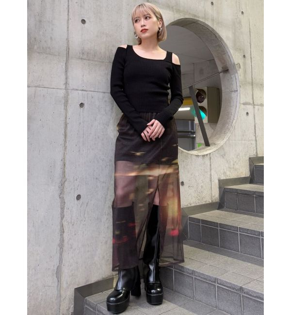MURUA「ショルダーカットレイヤードライクリブニット」|ニット・セーター|