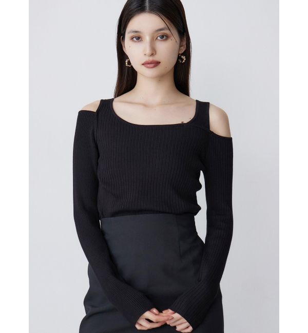 MURUA「ショルダーカットレイヤードライクリブニット」|ニット・セーター|ブラック