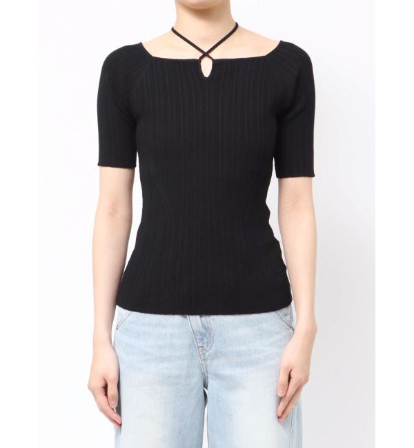 LAGUNAMOON「チョーカーデザインリブニットプルオーバー」|ニット・セーター|