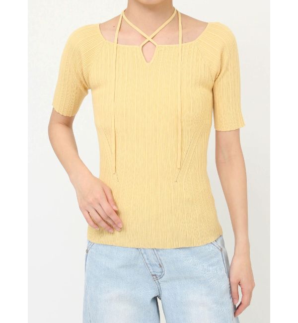 LAGUNAMOON「チョーカーデザインリブニットプルオーバー」|ニット・セーター|