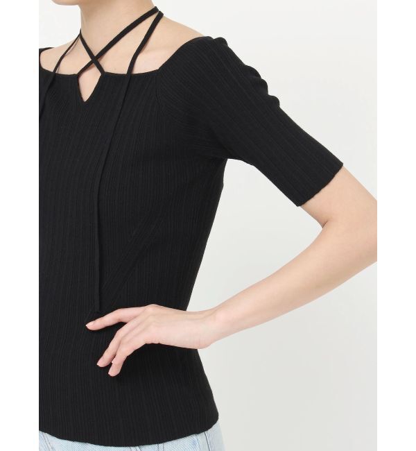 LAGUNAMOON「チョーカーデザインリブニットプルオーバー」|ニット・セーター|