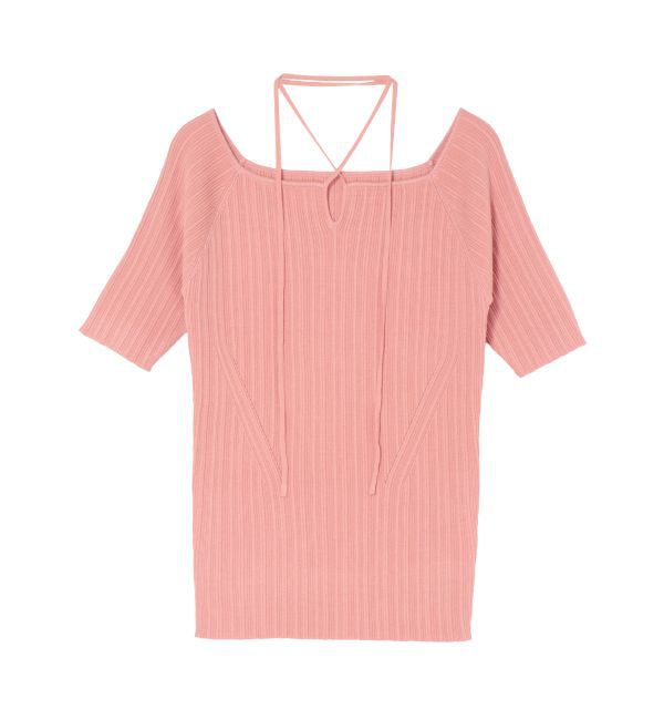 LAGUNAMOON「チョーカーデザインリブニットプルオーバー」|ニット・セーター|ピンク